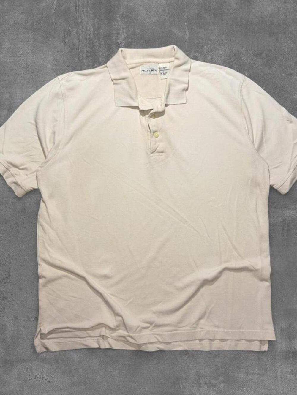 Y2K Falls Creek White Polo Shirt Mens Large 100% Cotton